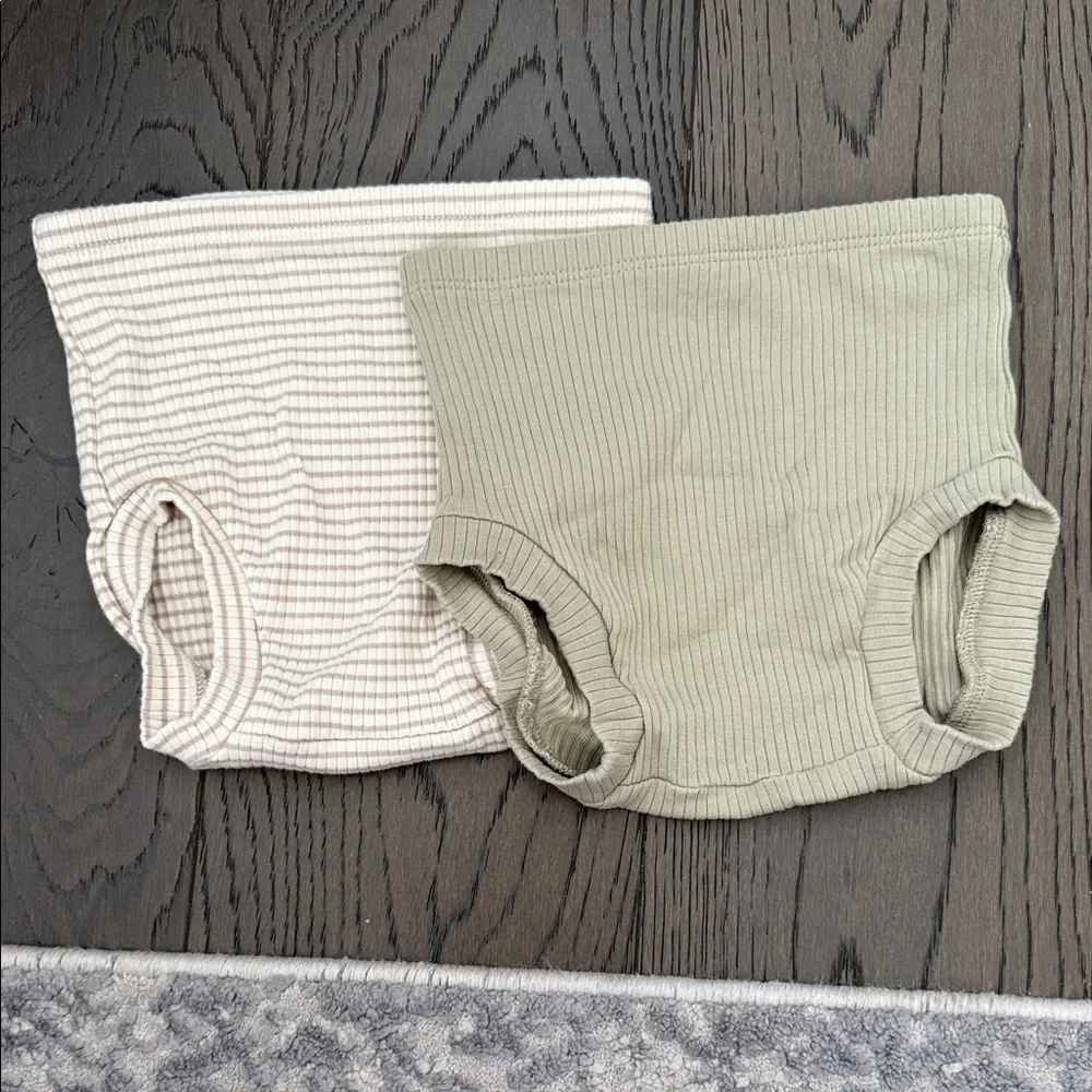 Quincy Mae Ribbed Diaper Covers - Cream and Green